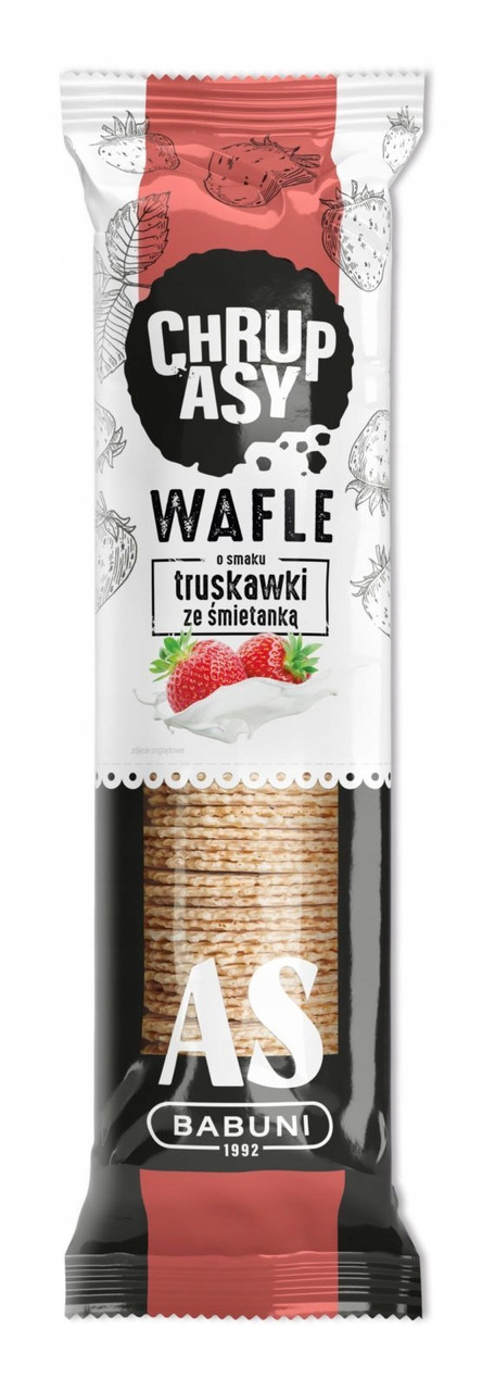 Вафлі зі смаком полуниці із вершками Chrup Asy Wafle o smaku Truskawki 90г Польща