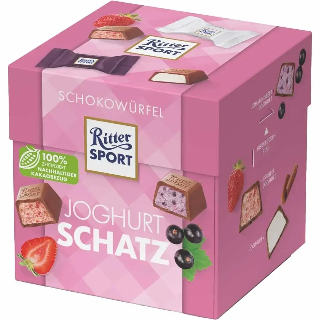 Набір шоколадних цукерок 3 смаки Ritter Sport Schokowurfel Joghurt Schatz 176г (22шт) Німеччина