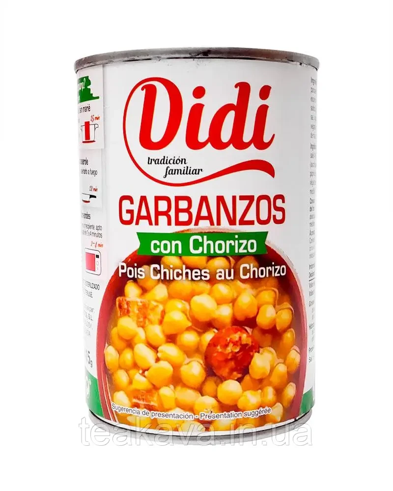 Нут із ковбасою та чоризо Didi Garbanzos con Chorizo 415 г Іспанія