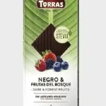 Шоколад чорний без цукру та глютену з лісовими ягодами Torras Stevia Negro&Frutas del Bosquo 125 г Іспанія