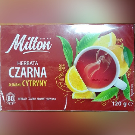 Чай чорний зі смаком лимону Milton (80шт) 120г Польща