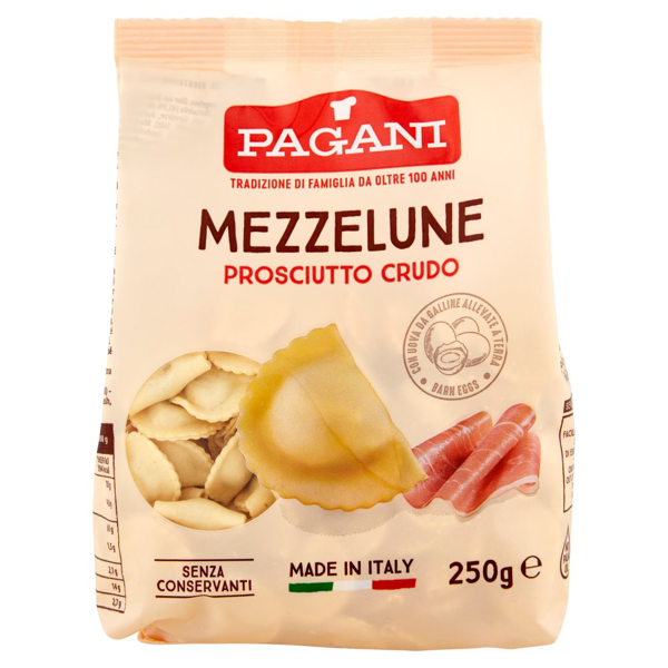 Равіолетті зulto крудо Pagani Mezzelune prosciutto crudo 250 г Італія