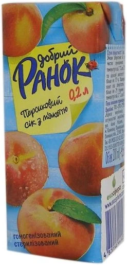 Сік Персиковий із м'якоттю Добра Ранок 0.2л
