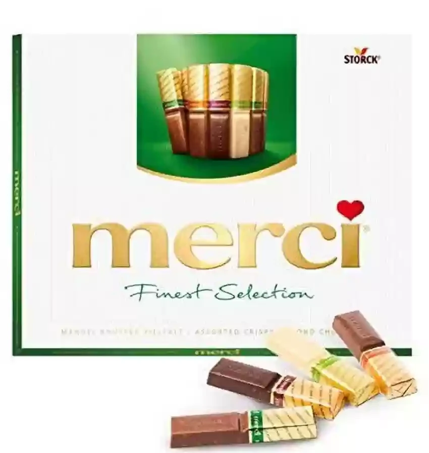 Шоколад Асорті з мигдалем (4 смаки) Storck Merci Finest Selection 250г Німеччина