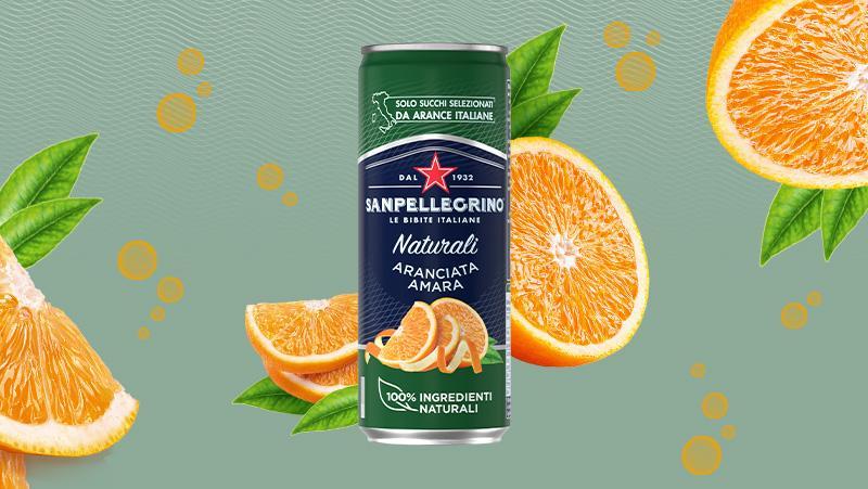 Напій газований зі 100% соком апельсина АМАРА Sanpellegrino Naturali Aranciata Amara 0.33 л Італія