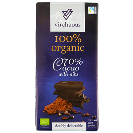 Шоколад чорний 100% Organic Virchuous Dark Coffee 80 г Іспанія