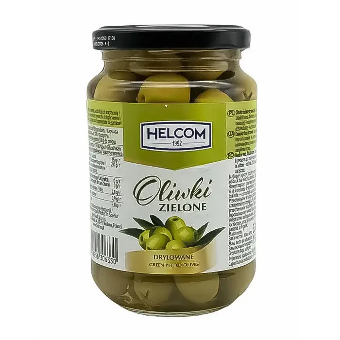 Оливки зелені без кісточки Helcom Oliwki Zielone Drylowane 330 г Польща