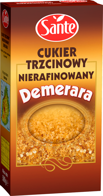 Цукор тростинний коричневий дрібний Sante Fine Demerara Cukier Trzcinowy 500 г Польща