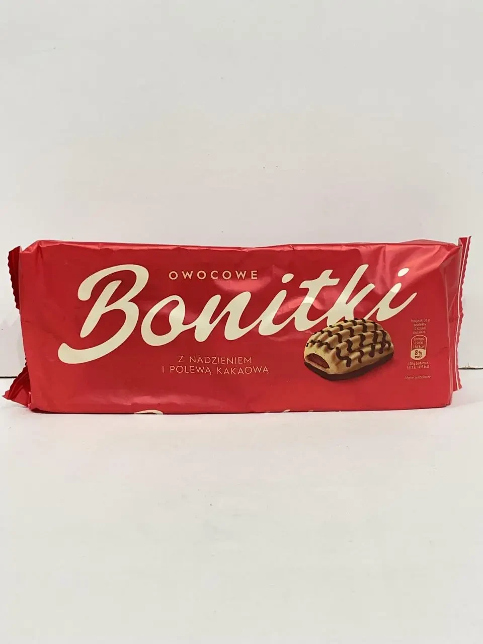 Печиво бісквітне з начинкою та шоколадною глазур'ю Bonitki Owocowe z nadzieniem polewa kakaowa 240г Польща