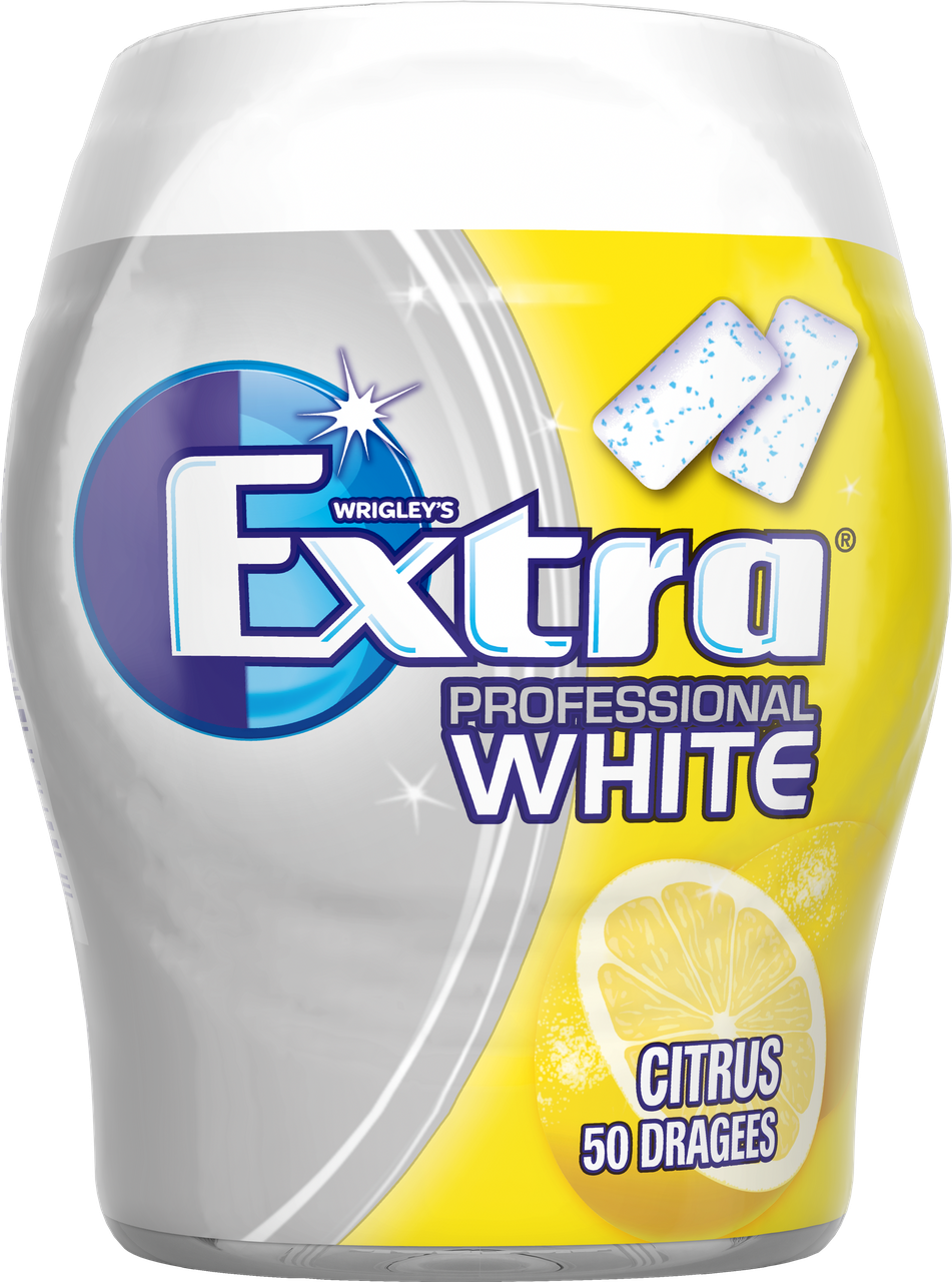Жувальна гумка з вибілювальним ефектом Цитрус БЕЗ САХАРА Extra professional White Citrus 50 шт Німеччина