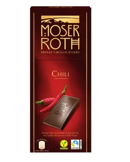 Шоколад чорний із перцем чилі Moser Roth Chili 125 г Німеччина