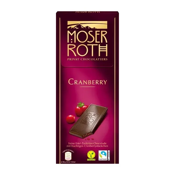 Шоколад чорний з журавлиною Moser Roth Cranberry 125г Німеччина