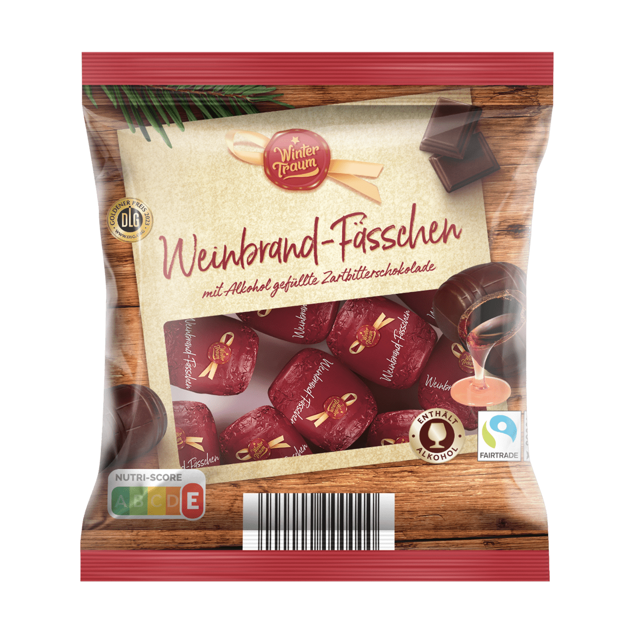 Шоколадні бочки (конфети) з вишневим лікером Winter Traum Weinbrand — Fasschen 150 г Німеччина