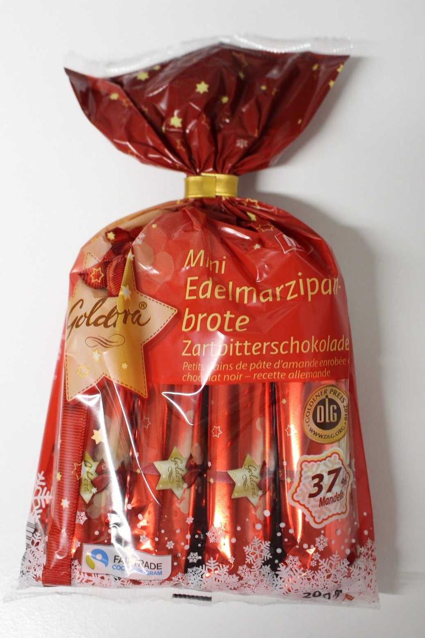 Марципан у чорному шоколаді Goldora Mini Edelmarzipan-brot Zartbitterschokolade 200 г Німеччина