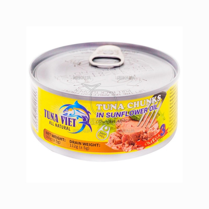 Тунець шматочками в соняшниковій олії TUNA VIET 160/112г В'єтнам