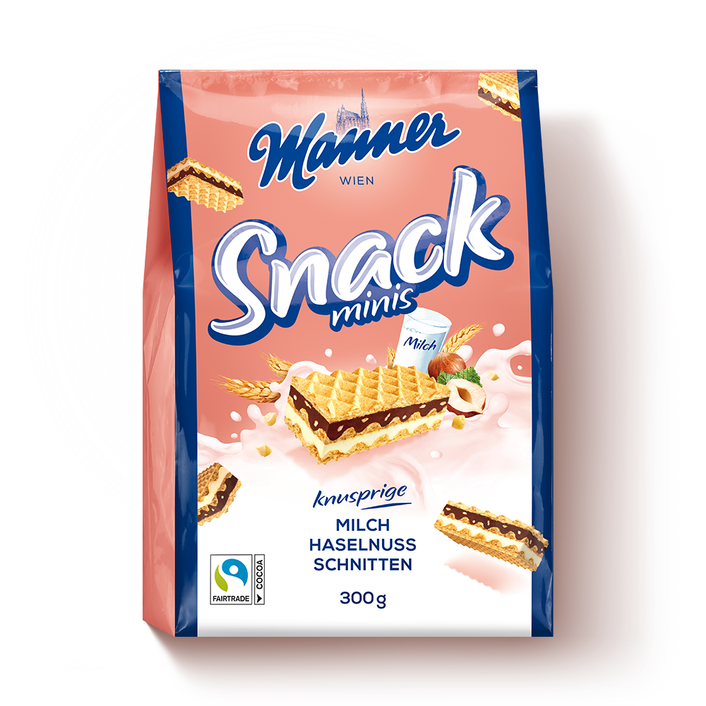 Міні-Вафлі Венські цілозернові із шоколадно-горіховим кремом Manner Wien Vollkorn 300 г Австрія