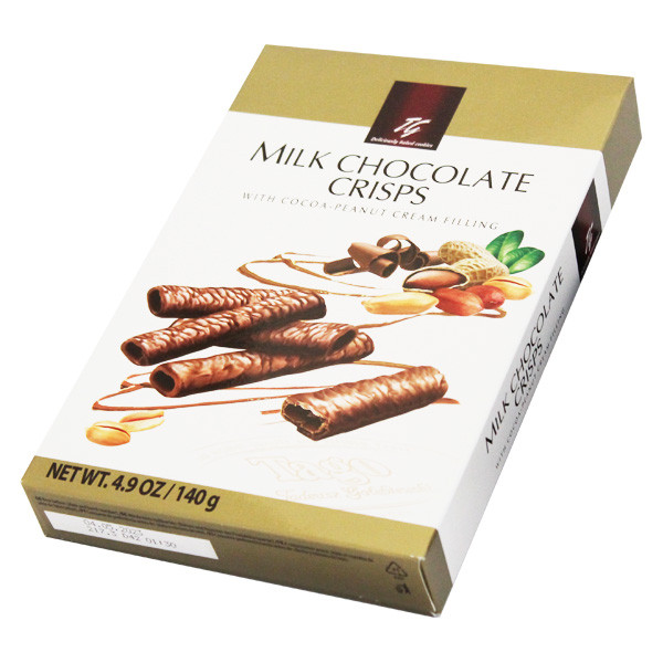 Вафельные трубочки с шоколадно-арахисовой оболочкой в молочном шоколаде Tago Milk Chocolate Crisps 140г Польша