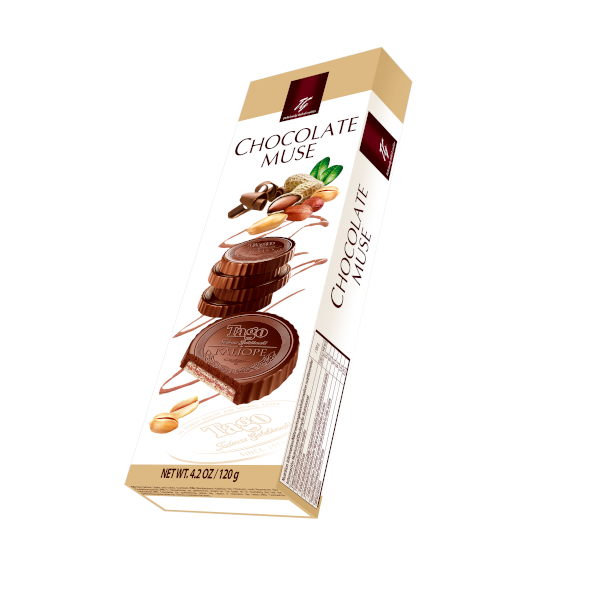Вафлі з шоколадно-арахісовим кремом у молочному шоколаді Tago Chocolate Muse 120г Польща