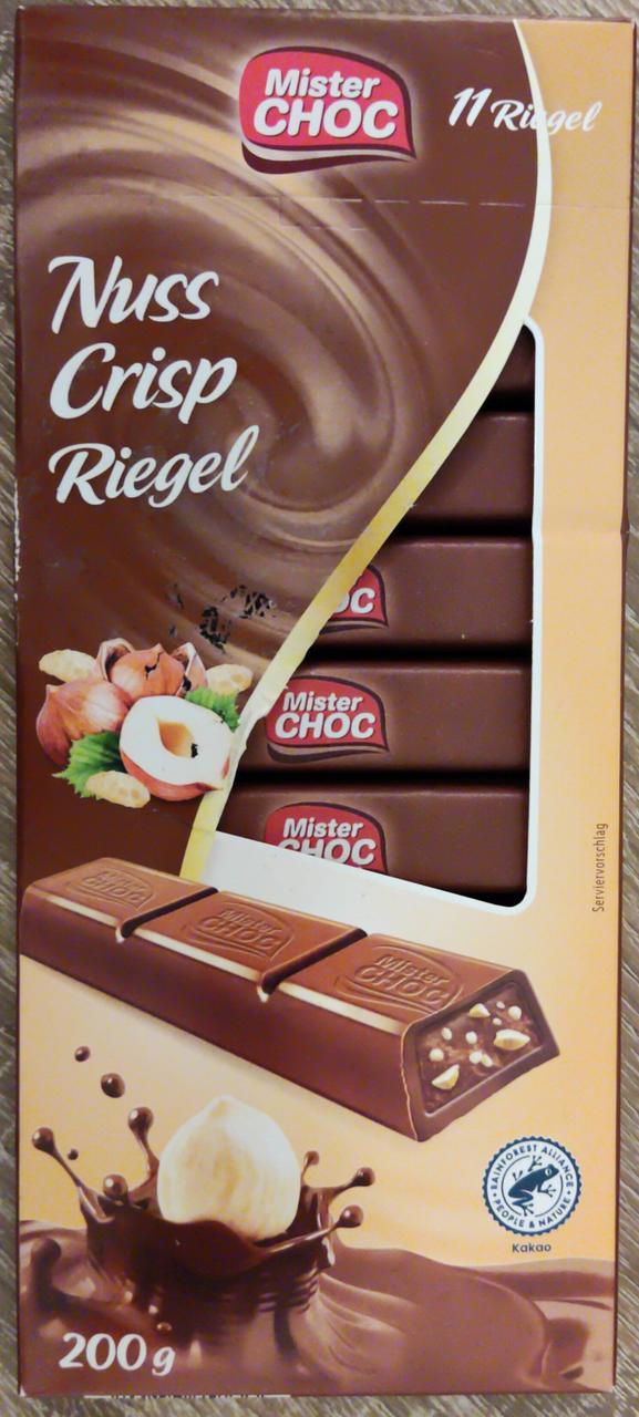 Шоколад молочний із фундуком Nuss Crisp Mister Choc 200 г Німеччина
