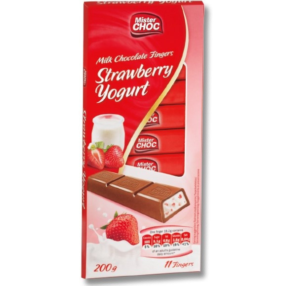 Шоколад молочний з полуницею та йогуртом Strawberry Yogurt Mister Choc 200 г Німеччина