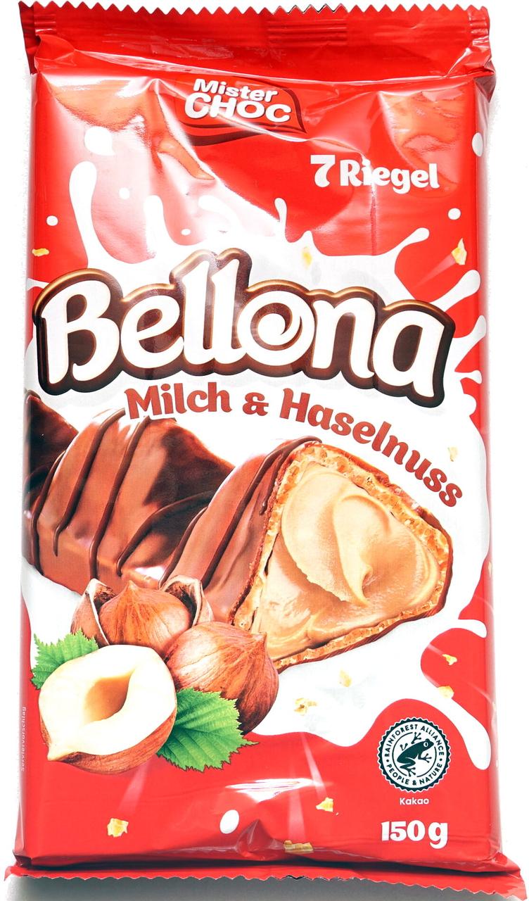 Вафельний батончик із молочно-горіховим кремом Mister Choc Bellona 150 г Німеччина