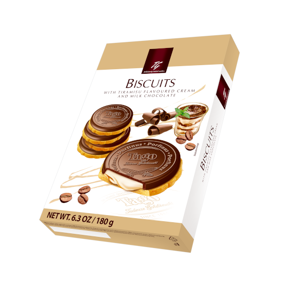 Бісквітне печиво з шоколадно-горіховим кремом у молочному шоколаді Tago Biscuits With Cocoa-Peanut 180 г Польща