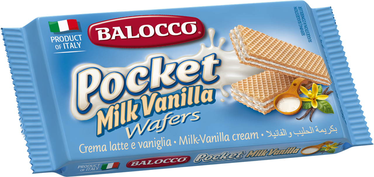 Вафлі без трансжирів з ванільним кремом Balocco Pocket Milk Vanilla 25г Італія
