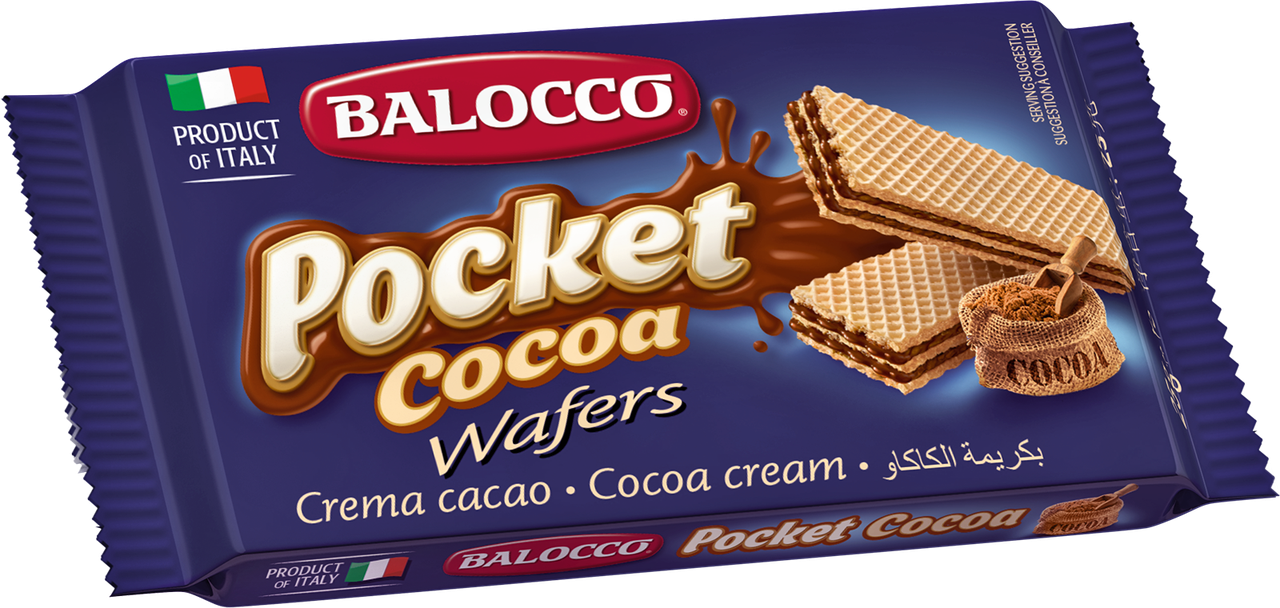 Вафлі без трансжирів із шоколадним кремом Balocco Pocket Hazelnut 25г Італія
