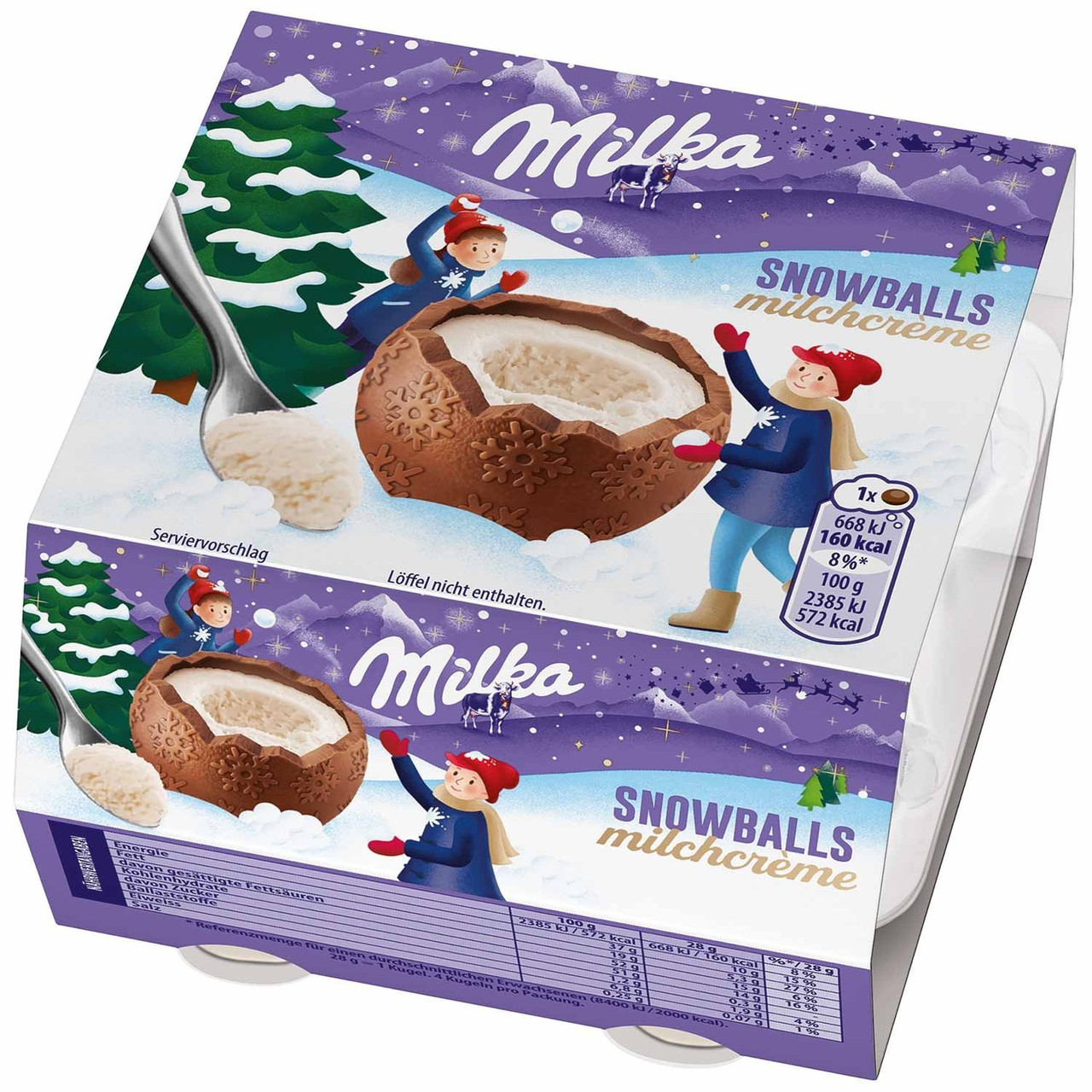 Шоколадні сніжки з молочним кремом Milka SnowBalls (4х28г) 112г Швейцарія