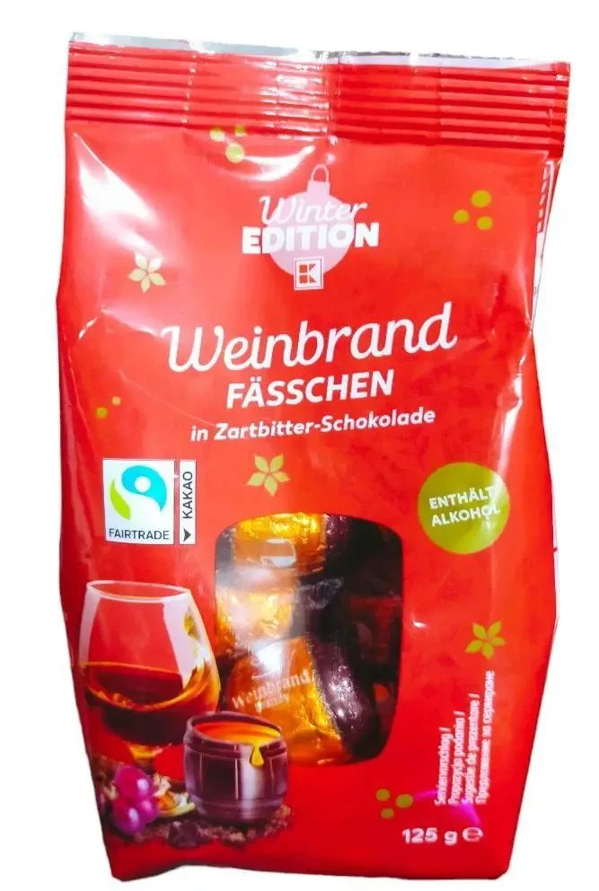 Шоколадні бочки з коньяком Weinter Edition Weinbrand Fasschen 125г Німеччина