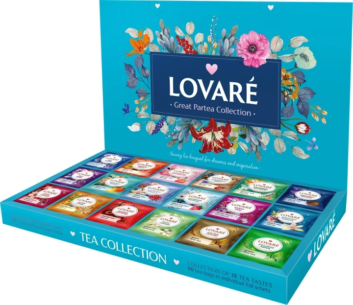 Чай Lovare Ассорти TEA COLLECTION GREAT PARTY 18 видов по 5 пакет (90шт) 120г