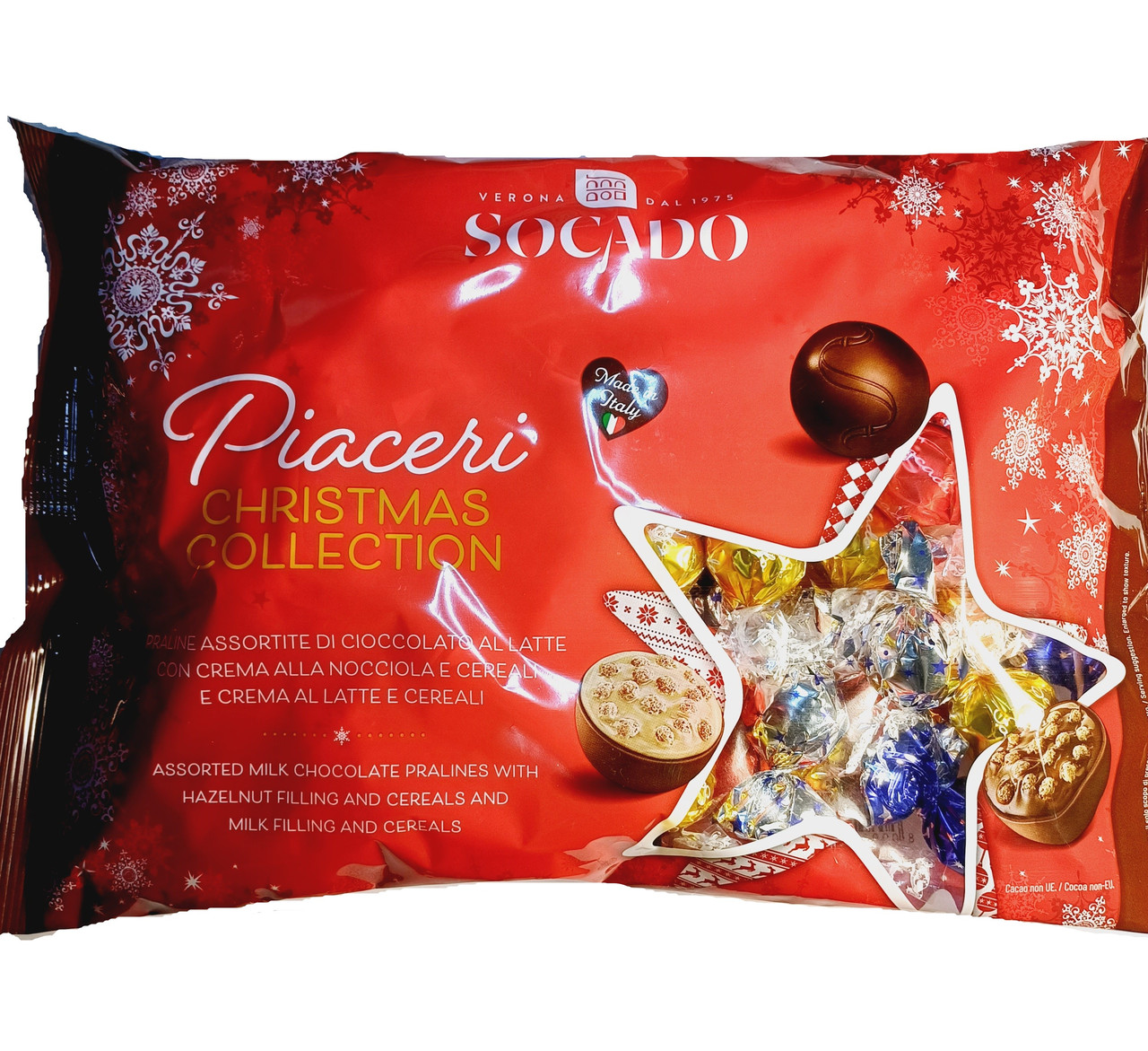 Цукерки шоколадні Асорті Новорічна колекція Socado Praline di cioccolato 1000 г Італія