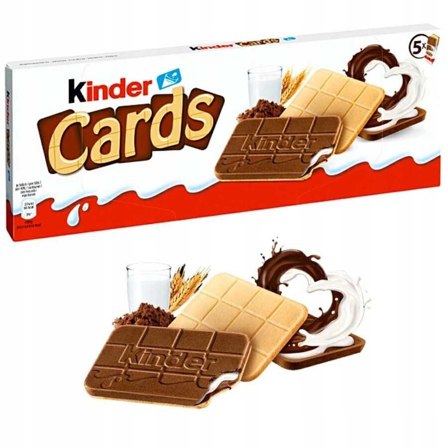 Печиво з шоколадно-молочною начинкою Kinder Cards (10 шт. х 12,8 г) 128 г Польща