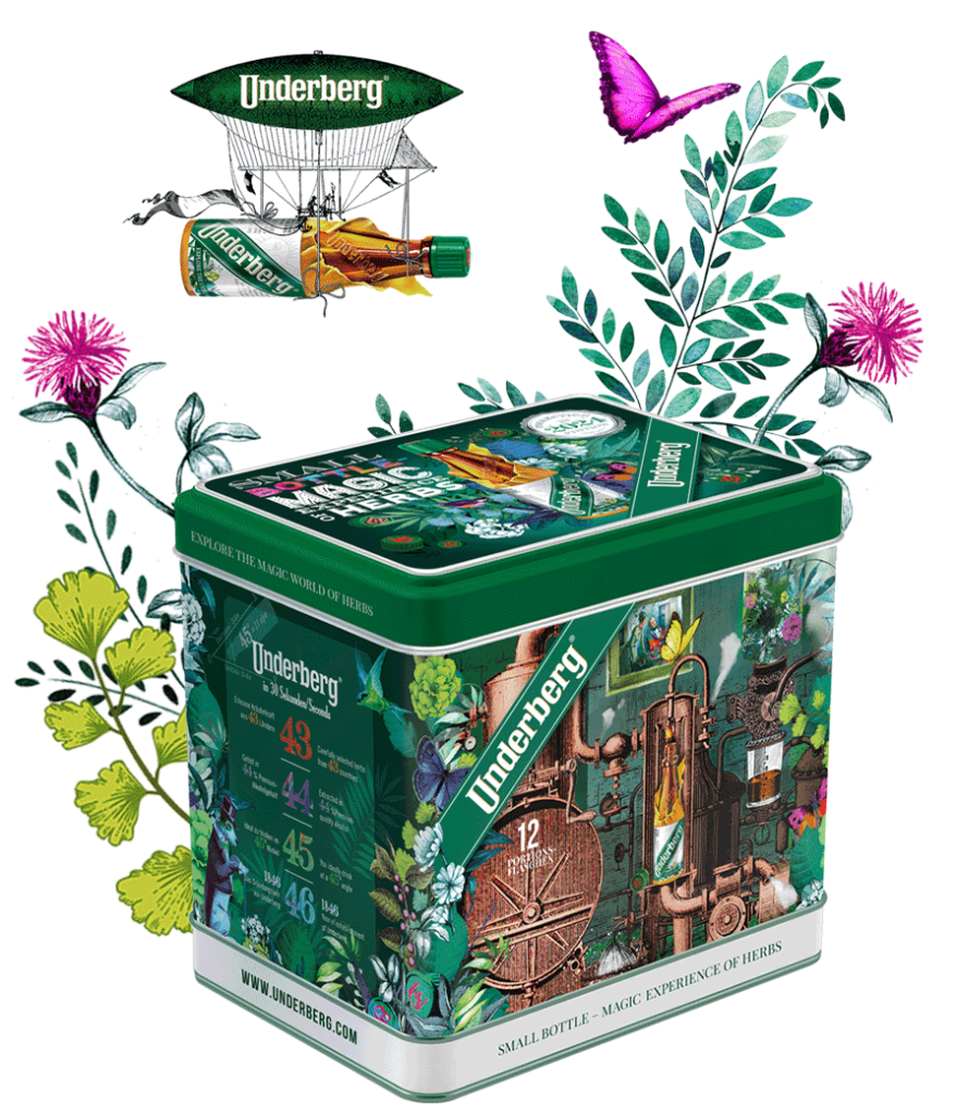 Подарунковий набір з настойками Underbg Small Bottle-Magic experience of herbs (12х20 мл) 240 мл Німеччина