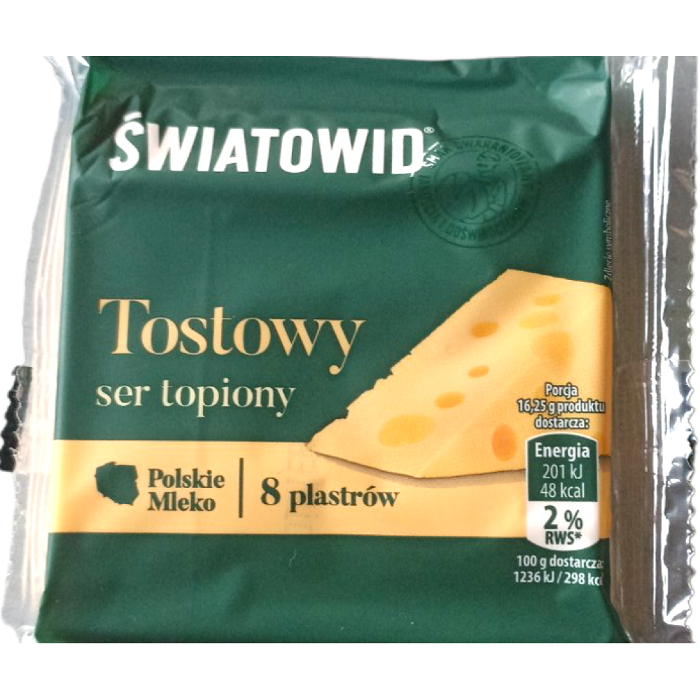 Сир тостерний плавлений 8 пластин Swiatowid Tostowy ser topiony 130г Польща