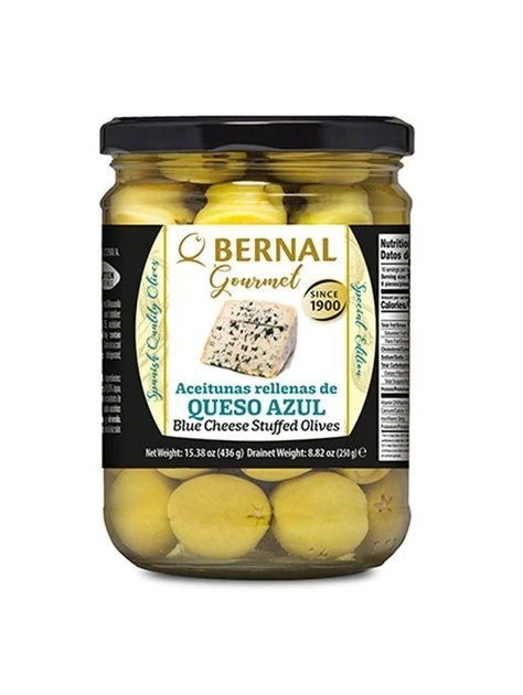 Оливки фаршировані сиром з блакитною пліснявою БЕЗ ГЛЮТЕНУ Bernal Aceitunas de Queso Azul 436г Іспанія