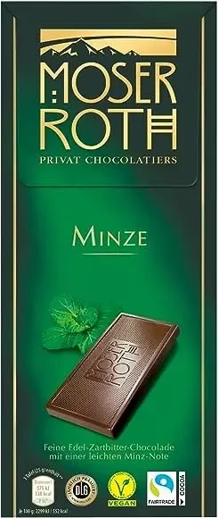 Шоколад темний з м'ятою Moser Roth privat chocolatiers minze 125г Німеччина