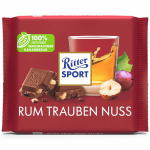 Шоколад Ritter Sport RUM TRAUBEN NUSS (РОМ+ ЗЮМ+ОРЕХ) Німеччина 100 г