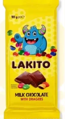 Шоколад молочний із драже Lakito Milk Chocolate With Dragees 100 г Польща