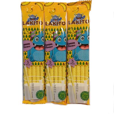 Соломка із розчинними цукровими гранулами для молока зі смаком банана Lakito Banana Flavour (5x6г) 30г Угорщина