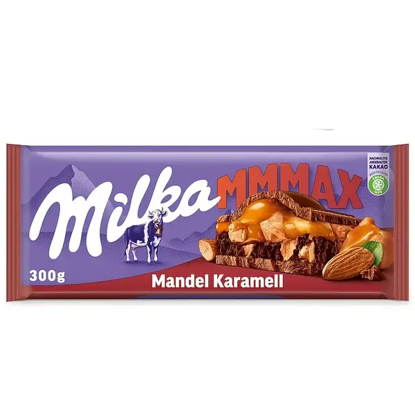 Шоколад Milka Mandel Caramel (з карамеллю і мигдалем) Швейцарія 300 г