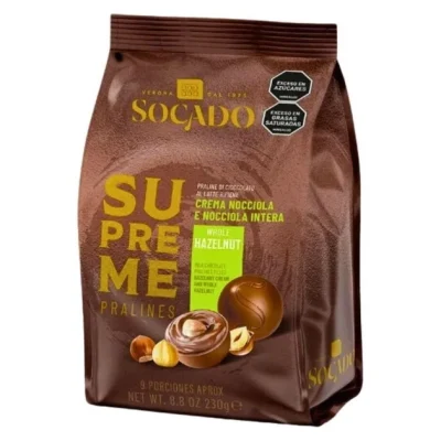 Цукерки з молочного шоколаду Socado Supreme Crema alla nocciola e nocciola intera 230 г Італія