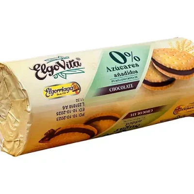 Печиво-сендвіч із шоколадним кремом БЕЗ САХАРА Elgo Vita 0% Azucares anadidos Chocolate 180 г Іспанія