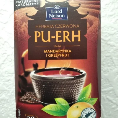 Чай червоний пуер зі смаком мандарину та грейпфруту Lord Nelson Pu-Erh Mandarynka i Grejpfruit 40г(20х2г) Польща