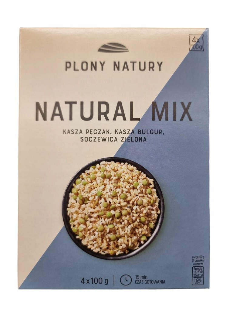 Крупа (каша) перлова PLONY NATURY МІКС (перлова крупа, булгур, зелена сочевиця) (4х100 г) Польща 400 г