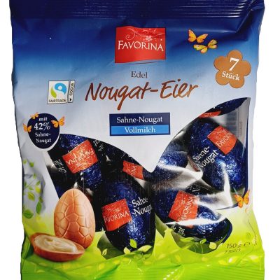 Шоколадні молочні яйця з молочним кремом Favorina Edel Nougat-Eier Sahne 150г Німеччина