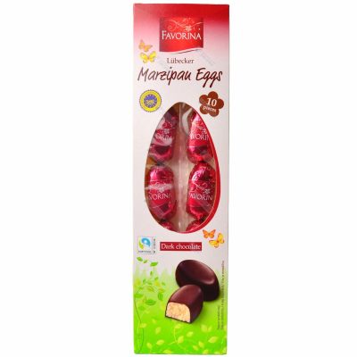 Марципанові яйця в чорному шоколаді (цукерки) Favorina Edel-Marzipan Eier Zartbitter 125г Німеччина