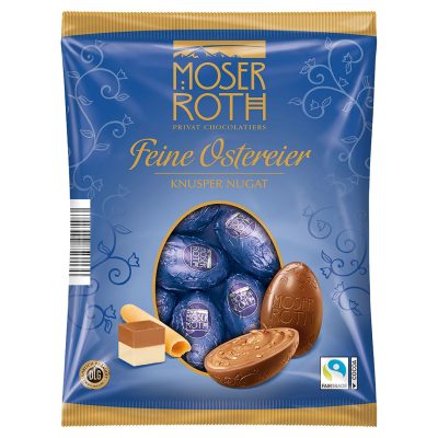 Шоколадні яйця з хрусткою нугою Moser Roth Feine Ostereier Knusper Nugat 150г Німеччина