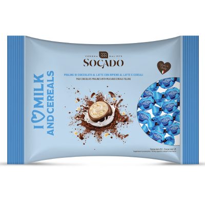 Цукерки шоколадні Я Люблю Молоко та Злаки Socado I lave milk and cereals 1кг Італія