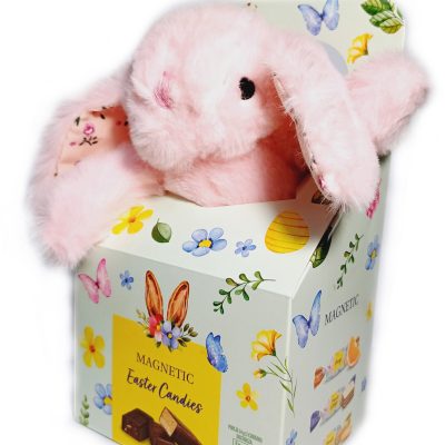 Подарунковий набір Іграшка Зайчик + Асорті щіколадних цукерок 90 г Magnetic Easter Candies Польща